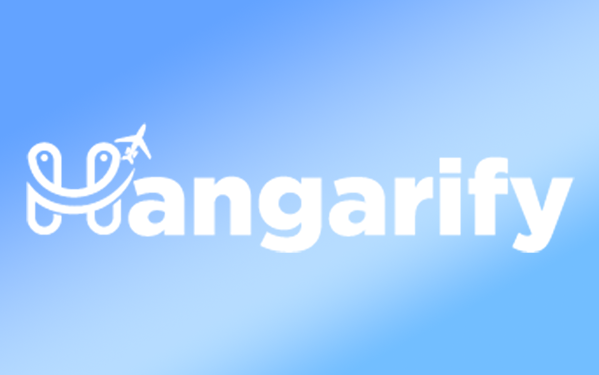 Hangarify logo on sky blue background